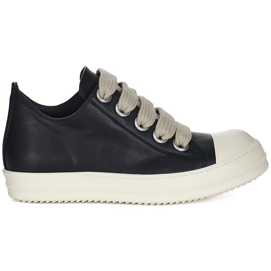 Rick Owens SS26 Temple Jumbo Laced Low Sneakers Black/Milk/Milk