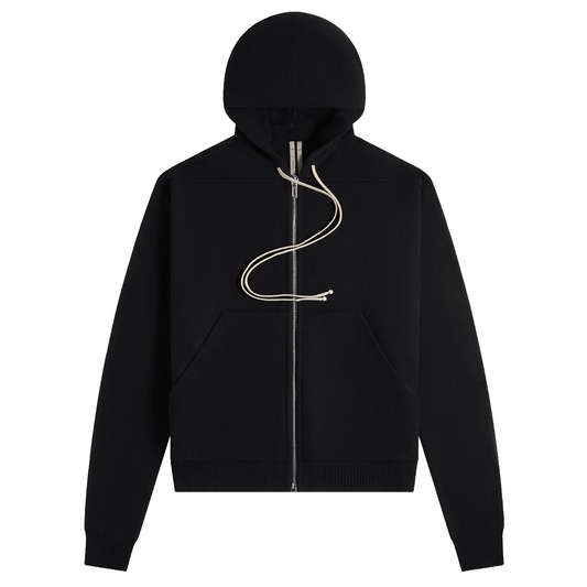 Rick Owens Cashmere Zipped Hoodie Black