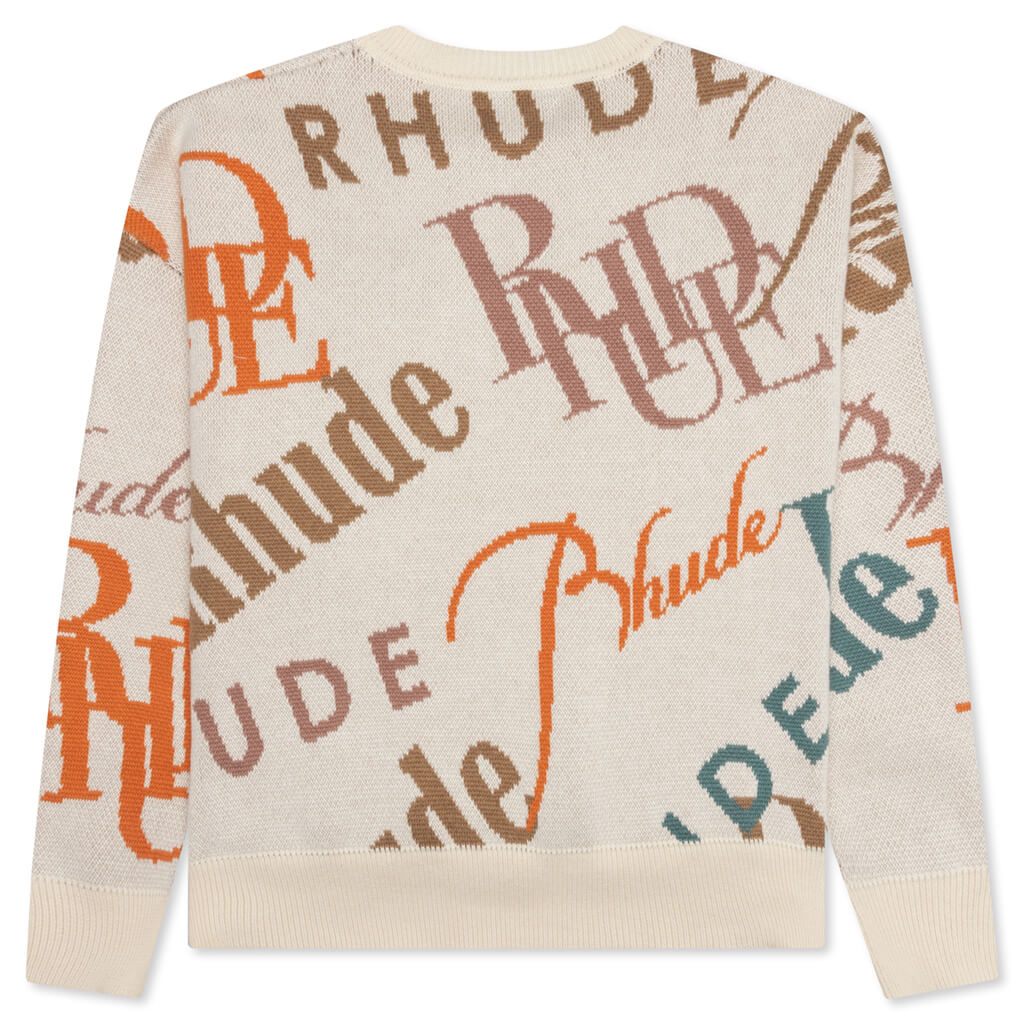 Rhude Jacquard Logo Knit Crewneck Ivory/Multi