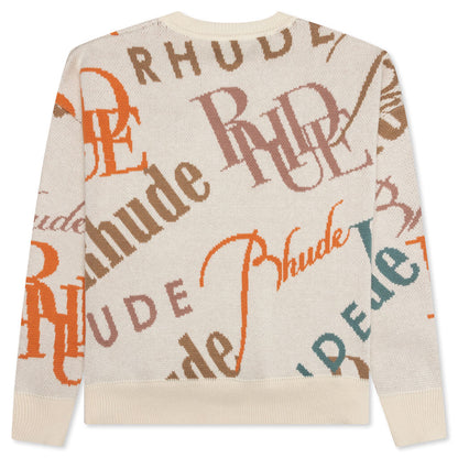 Rhude Jacquard Logo Knit Crewneck Ivory/Multi