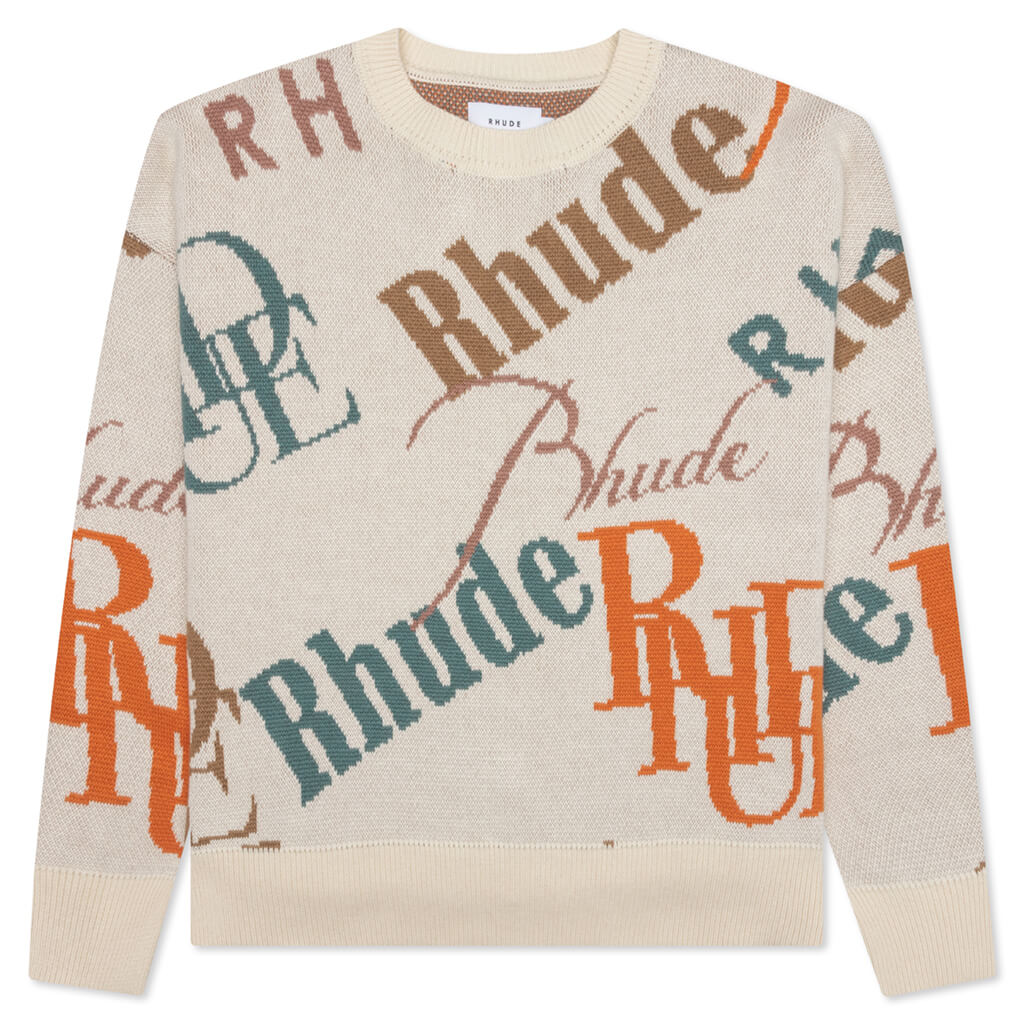 Rhude Jacquard Logo Knit Crewneck Ivory/Multi