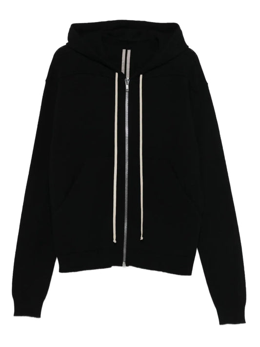 Rick Owens Cashmere Zip-Up Hooded Sweatshirt Black