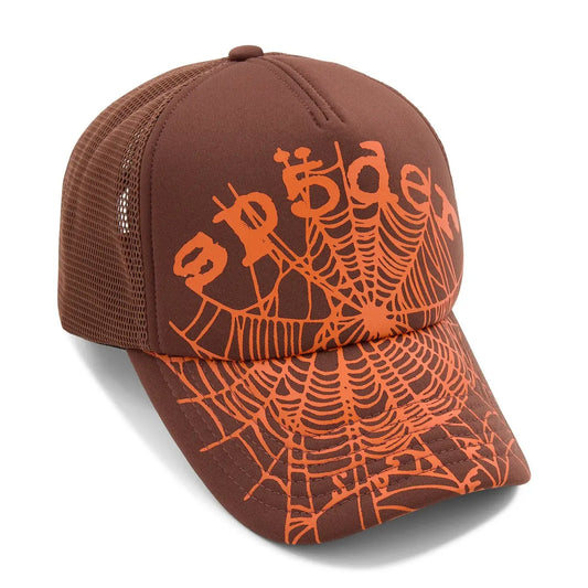 Sp5der OG Web Trucker Hat Brown/Orange