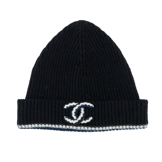 Chanel Ribbed Beanie Black/Blue/White