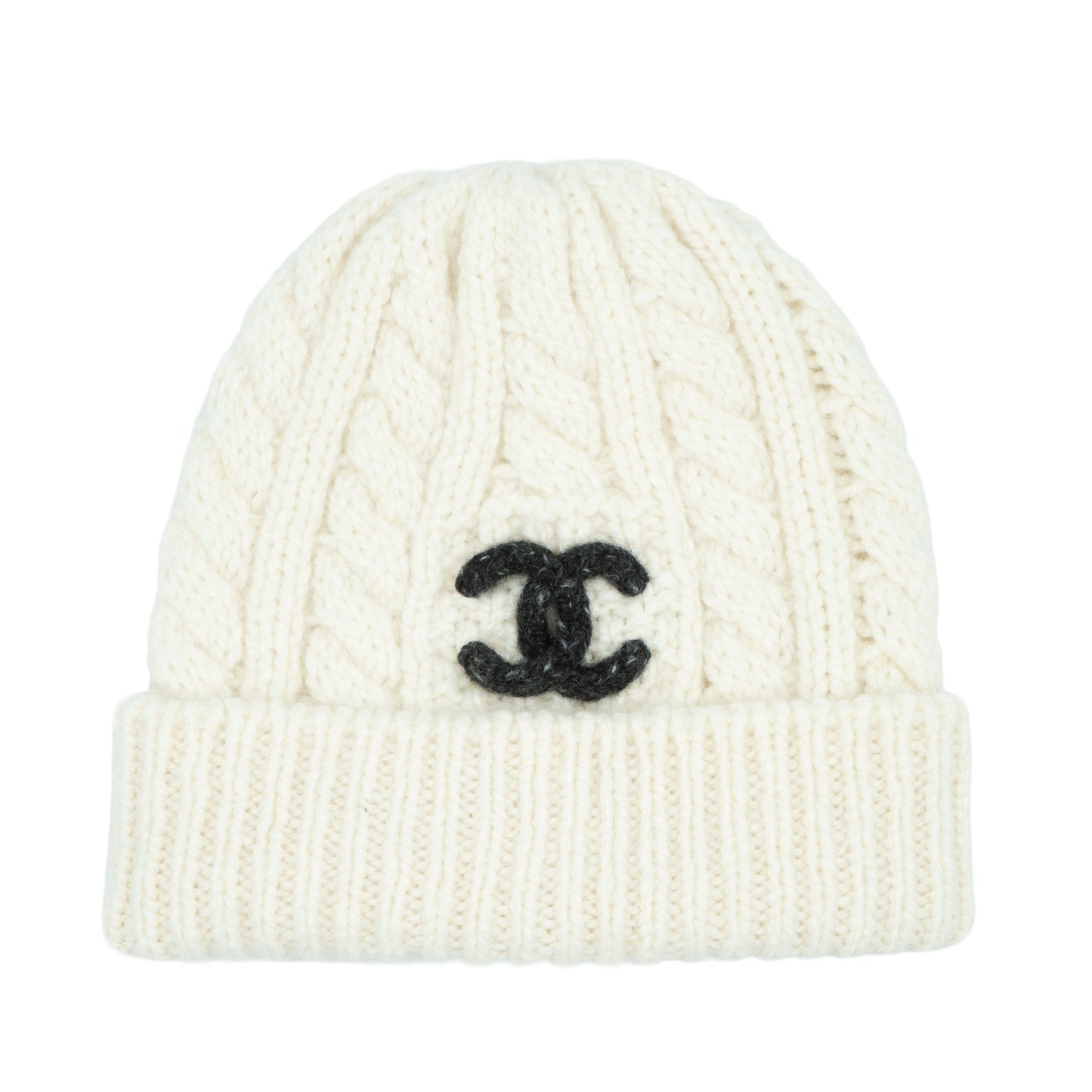 Chanel Cashmere Knitted Beanie White/Black