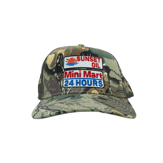 Sunset Oil Mini Mart Trucker Hat Camo