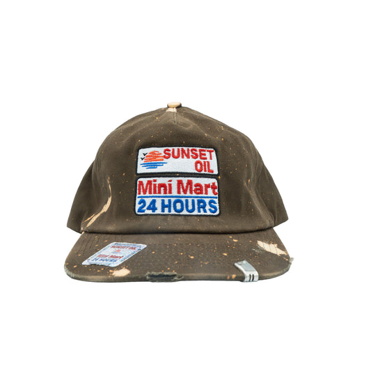 Sunset Oil Mini Mart Bleach Day Hat Dark Olive