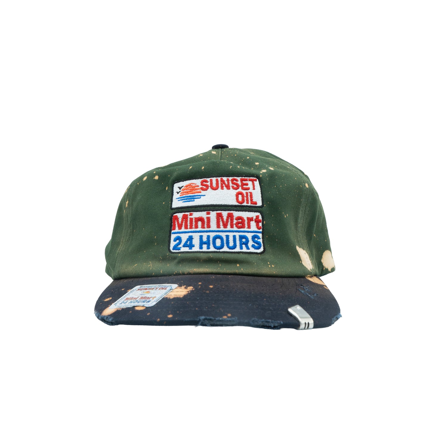Sunset Oil Mini Mart Bleach Day Hat Two Tone Green