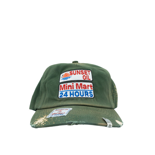Sunset Oil Mini Mart Bleach Day Hat Forest Green