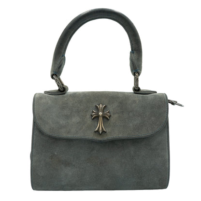 Chrome Hearts Silver Cross Suede Doc Adams Bag Grey