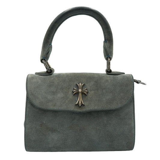 Chrome Hearts Silver Cross Suede Doc Adams Bag Grey