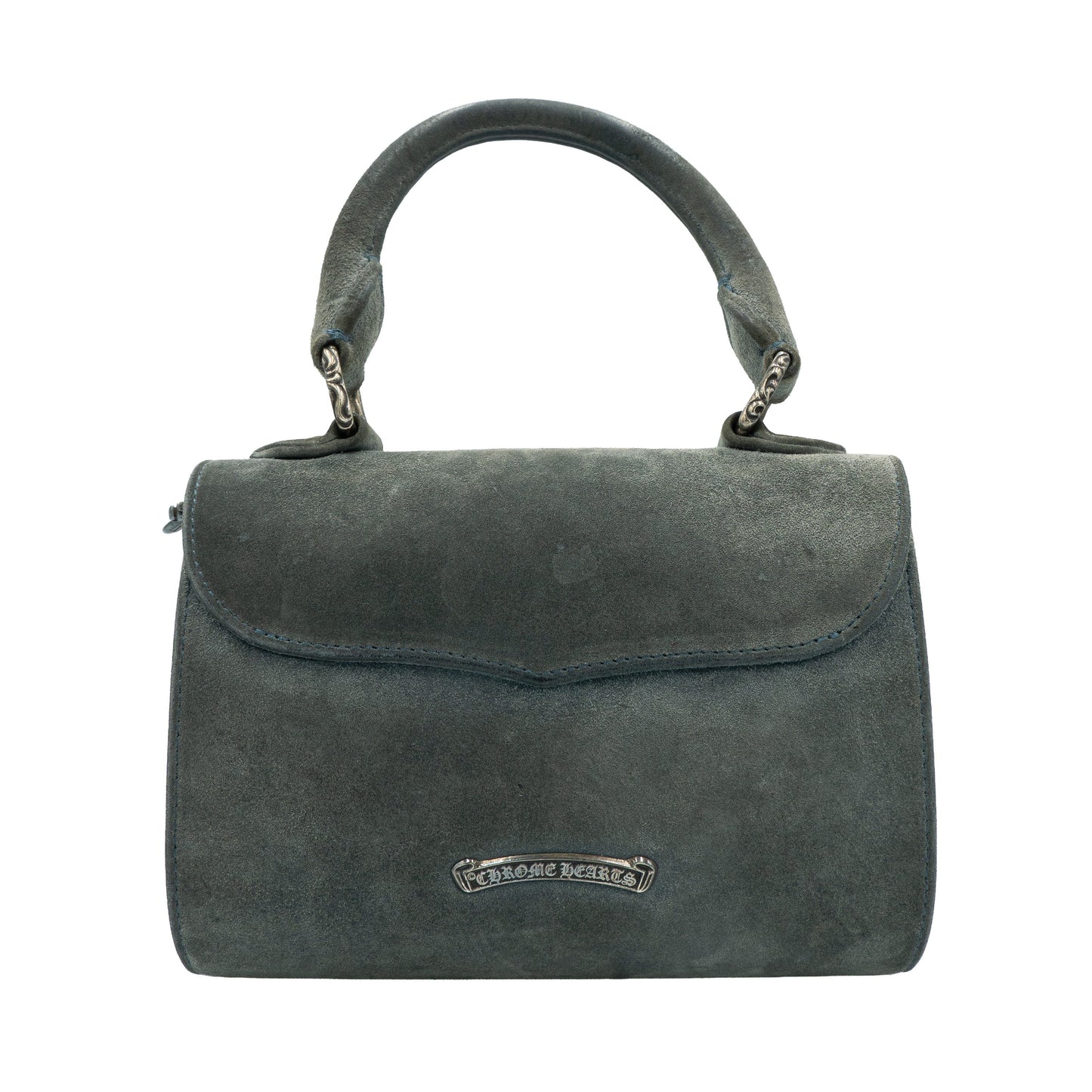 Chrome Hearts Silver Cross Suede Doc Adams Bag Grey