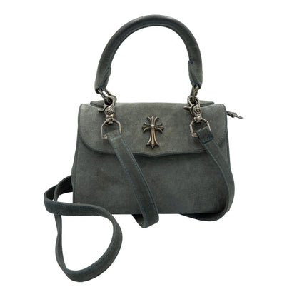Chrome Hearts Silver Cross Suede Doc Adams Bag Grey