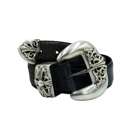 Chrome Hearts 3-Piece Western Leather Belt Black