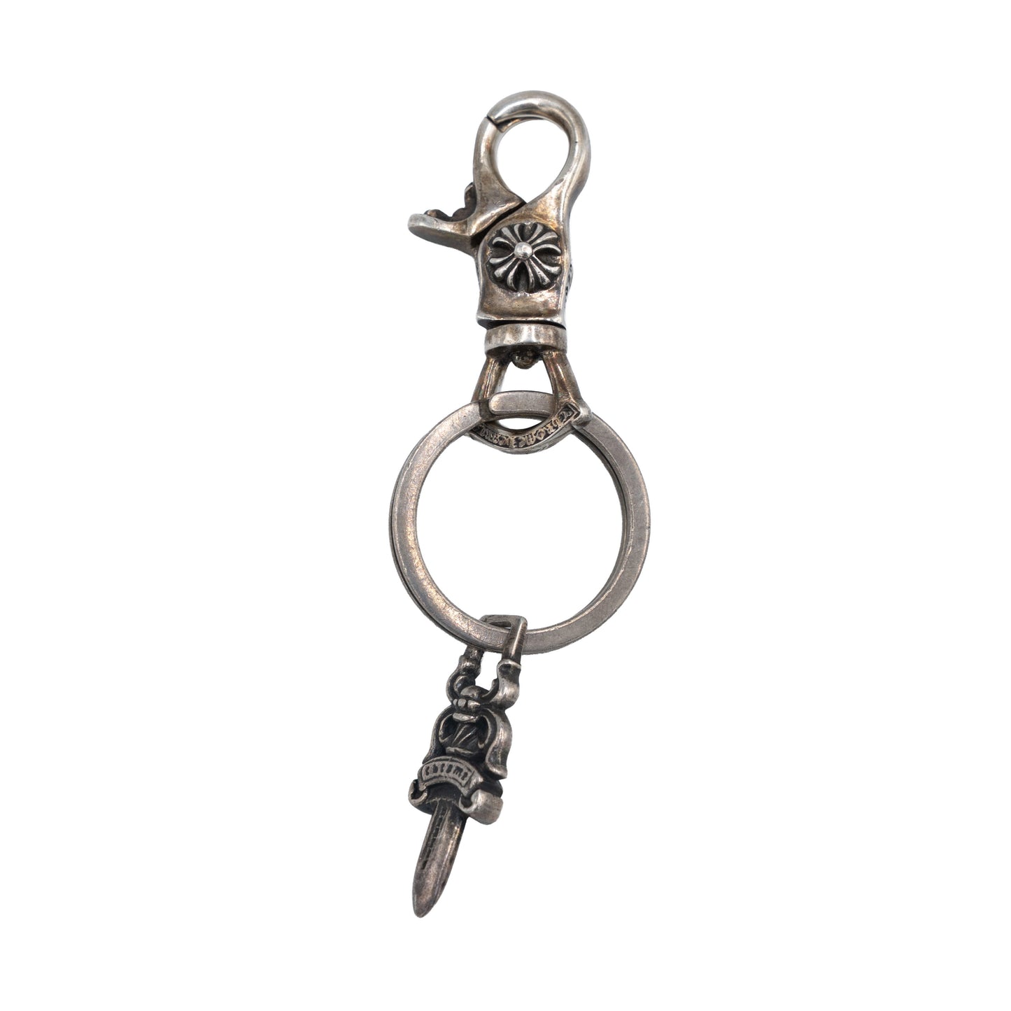 Chrome Hearts Silver Lobster Clasp Keychain (with Dagger Pendant)