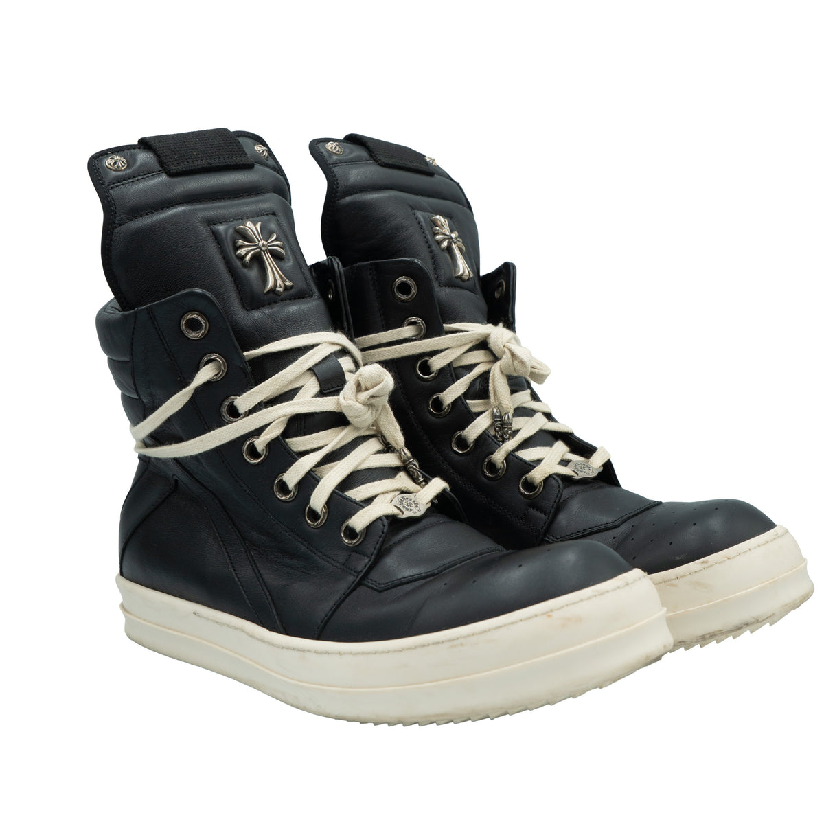 Rick Owens x Chrome Hearts Geobasket Sneakers Black/Milk