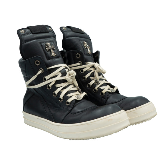 Rick Owens x Chrome Hearts Geobasket Sneakers Black/Milk