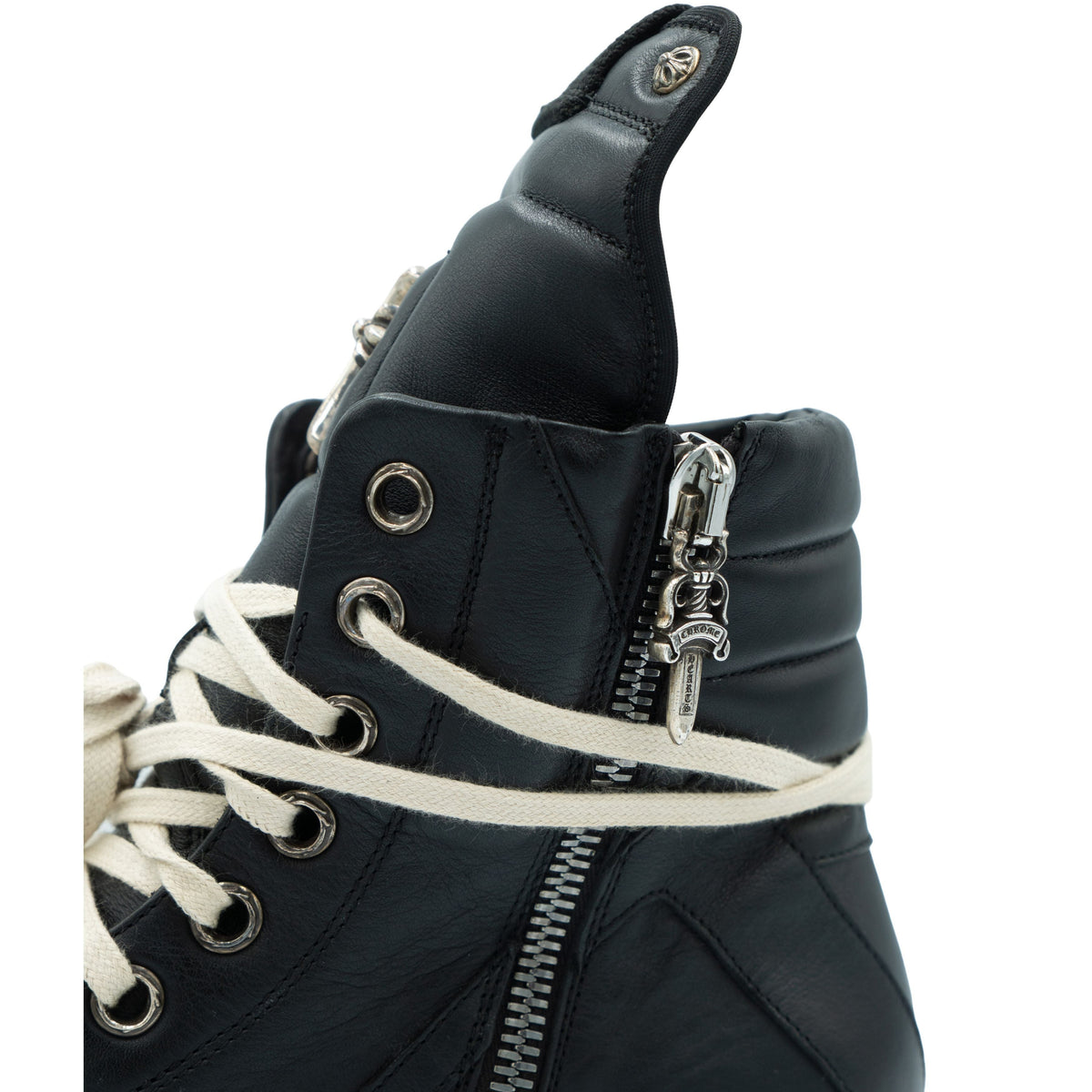 Rick Owens x Chrome Hearts Geobasket Sneakers Black/Milk