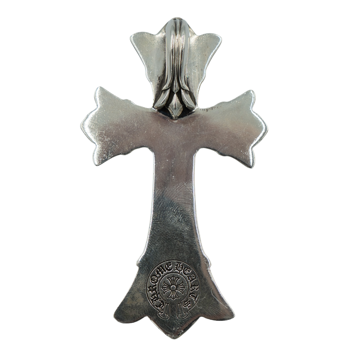 Chrome Hearts Silver XL Factory Diamond Double Cross Pendant