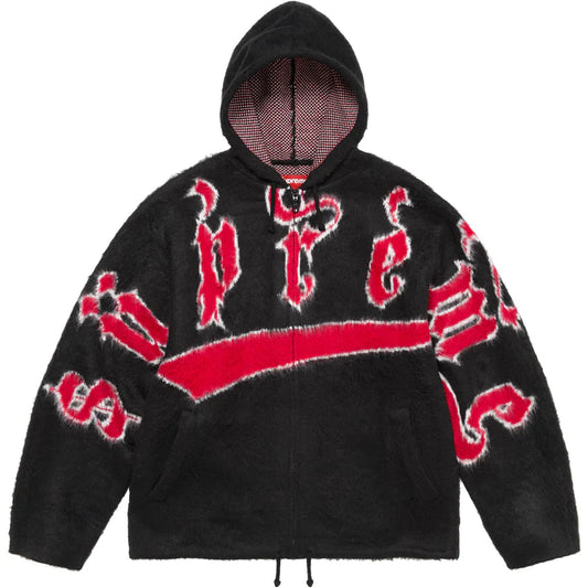 Supreme Accent Brushed Zip-Up Hooded Sweater Black