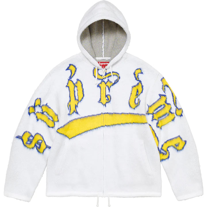 Supreme Accent Brushed Zip-Up Hooded Sweater White