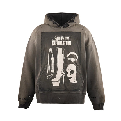 Saint Michael Celebration Hoodie Washed Black