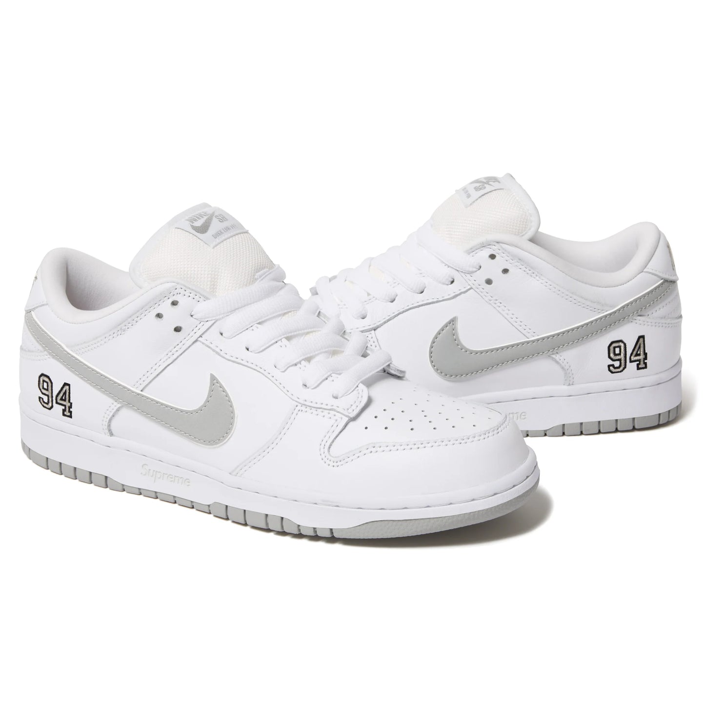 Nike SB Dunk Low Supreme 94 White Metallic Silver