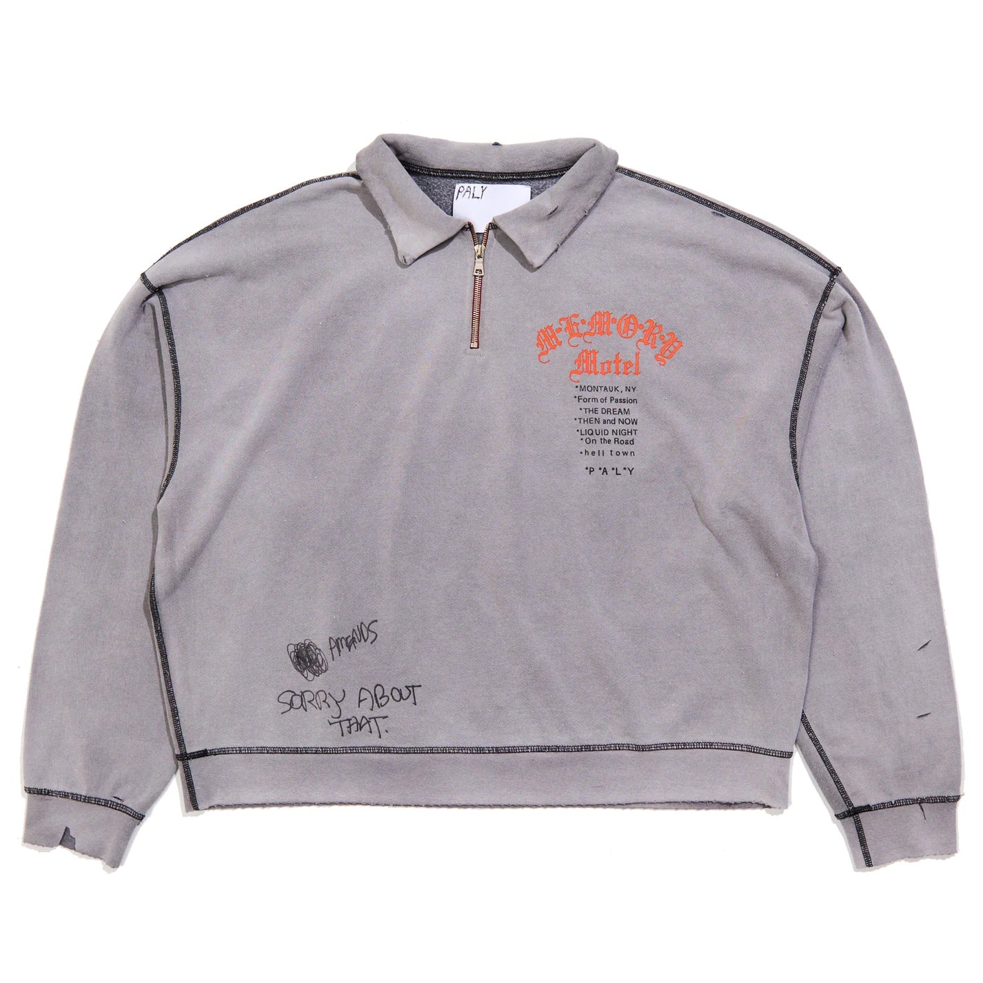 Paly Hollywood Sorry Bout That 1/4 Zip Crewneck Gray