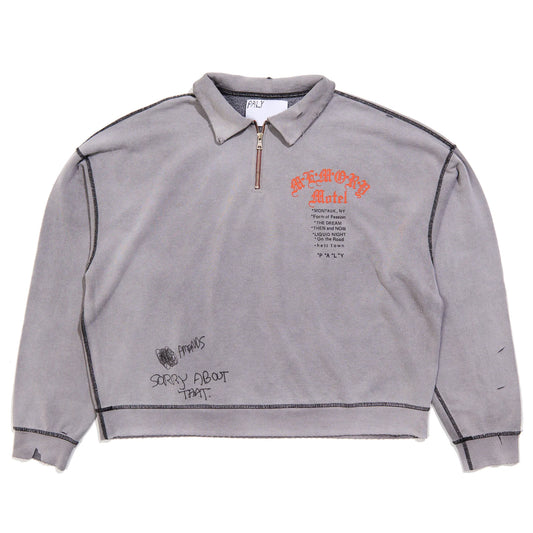 Paly Hollywood Sorry Bout That 1/4 Zip Crewneck Gray