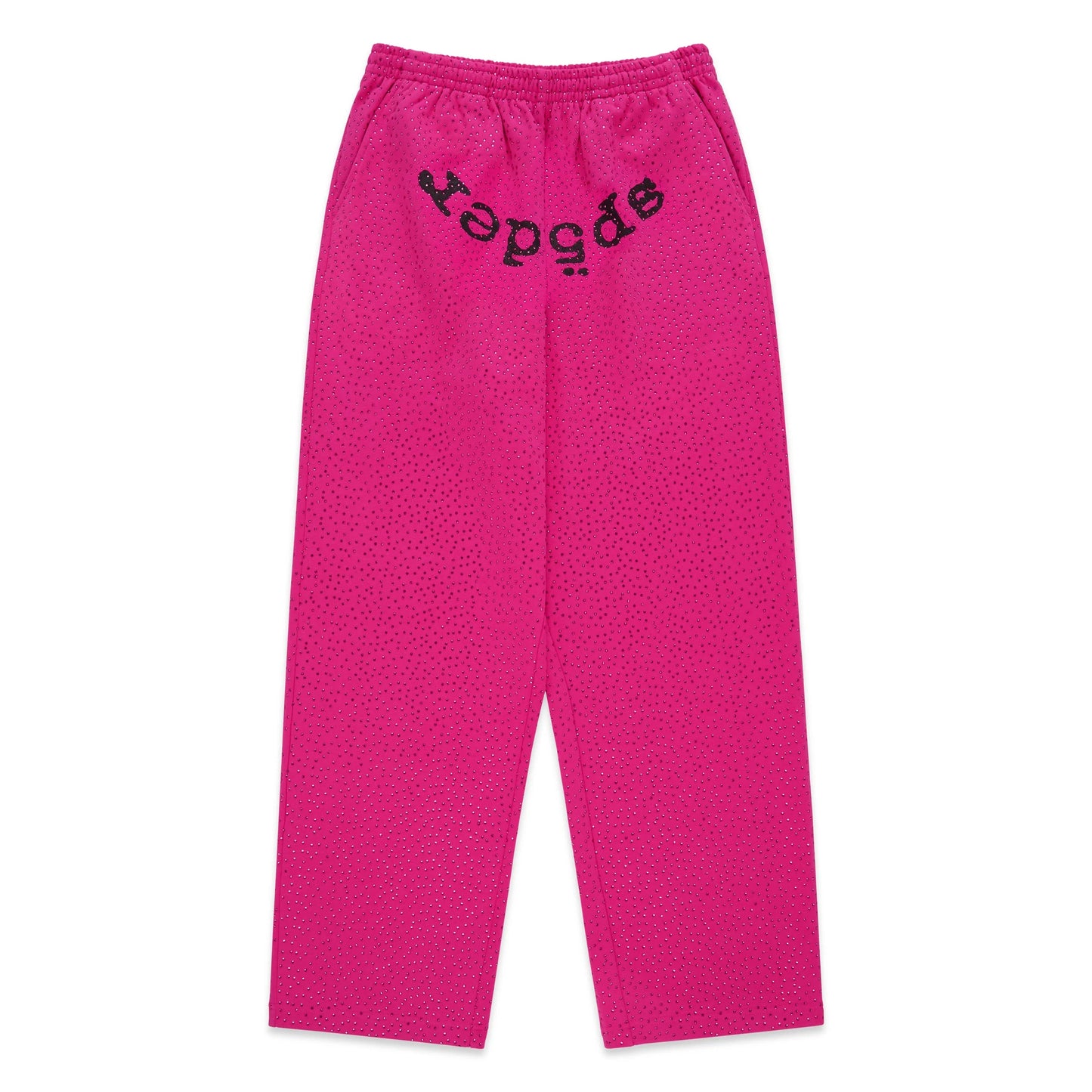 Sp5der Rhinestone OG Logo V2 Wide Leg Sweatpants Pink