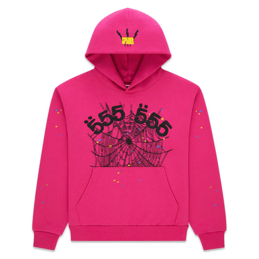 Sp5der Angel Number Hoodie Pink