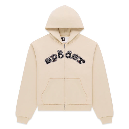 Sp5der Mixed Stone OG V2 Zip-Up Hoodie Cream