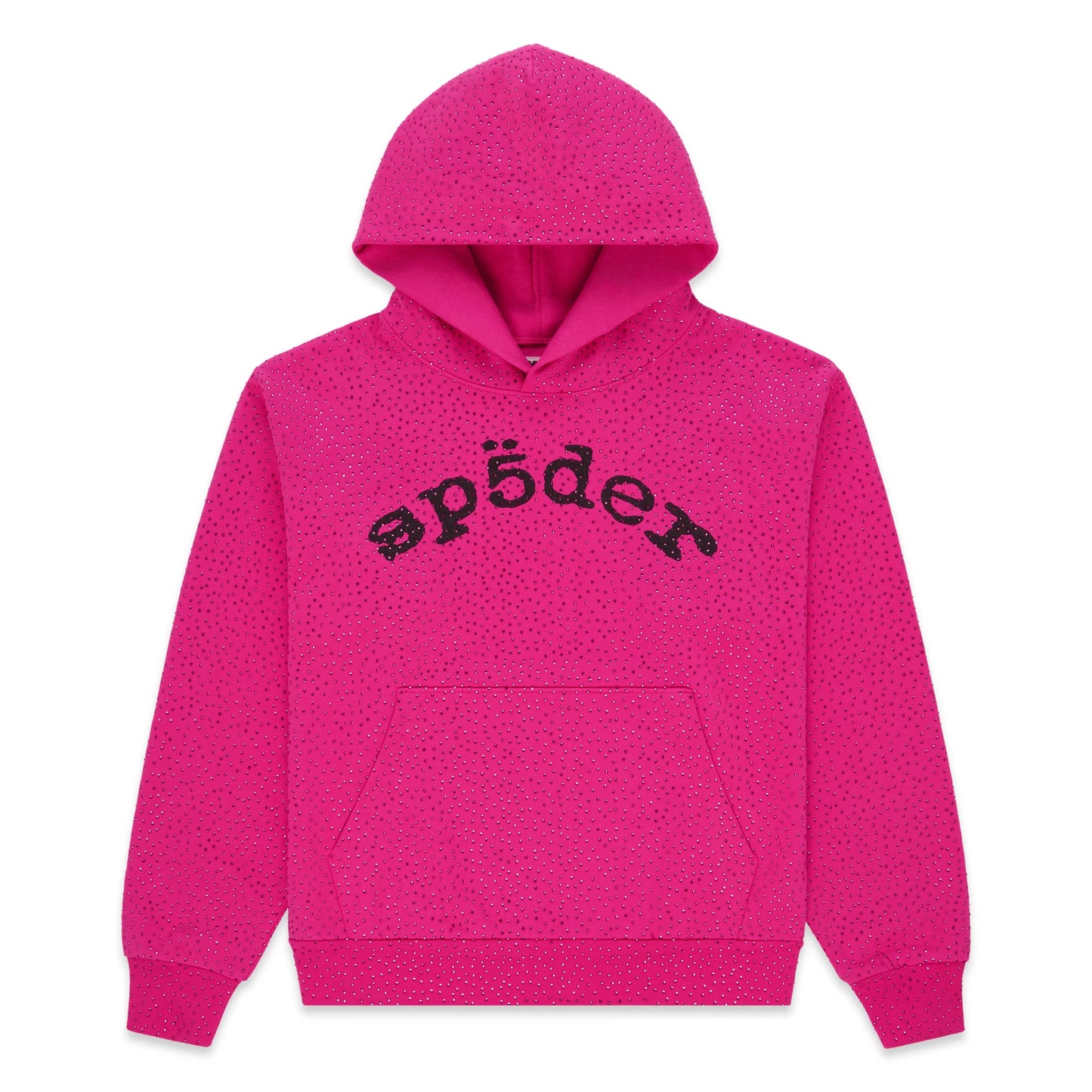 Sp5der Webstone AOP Rhinestone Hoodie Pink