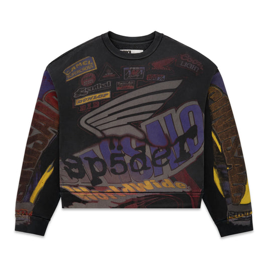 Sp5der Trompe-L'œIl Crewneck Black