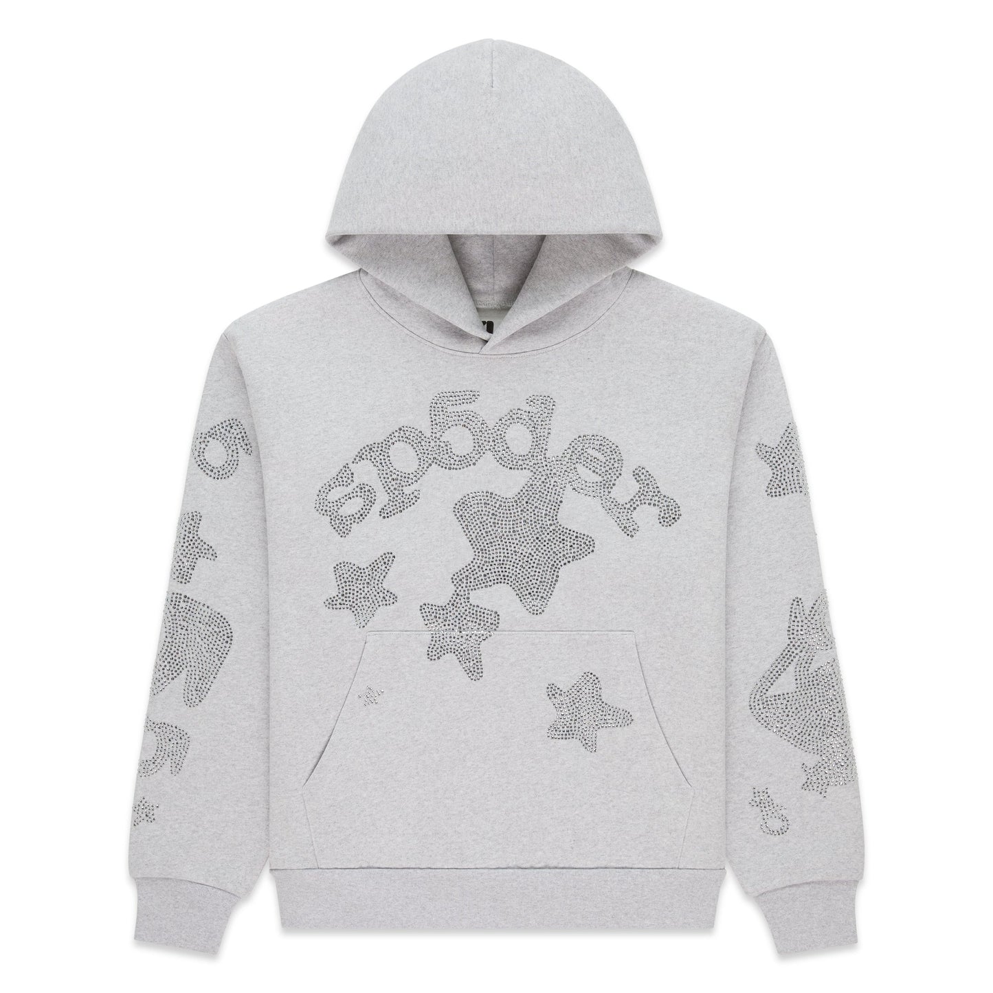 Sp5der Rhinestone Beluga Hoodie Heather Grey