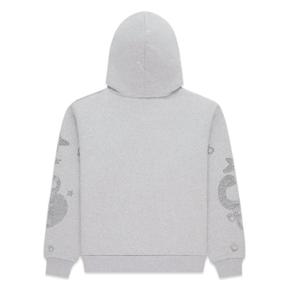 Sp5der Rhinestone Beluga Hoodie Heather Grey