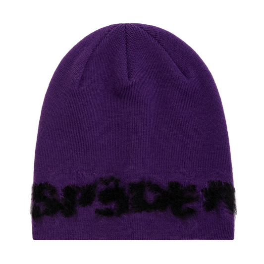 Sp5der Fuzzy Logo Mohair Beanie Purple