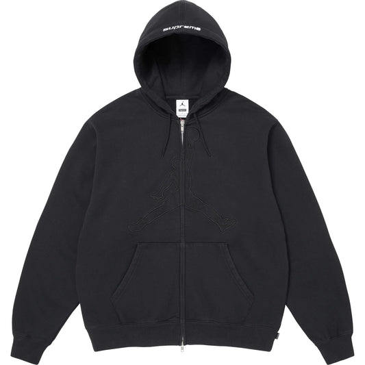 Supreme®/Jordan® Zip-Up Hooded Sweatshirt Black