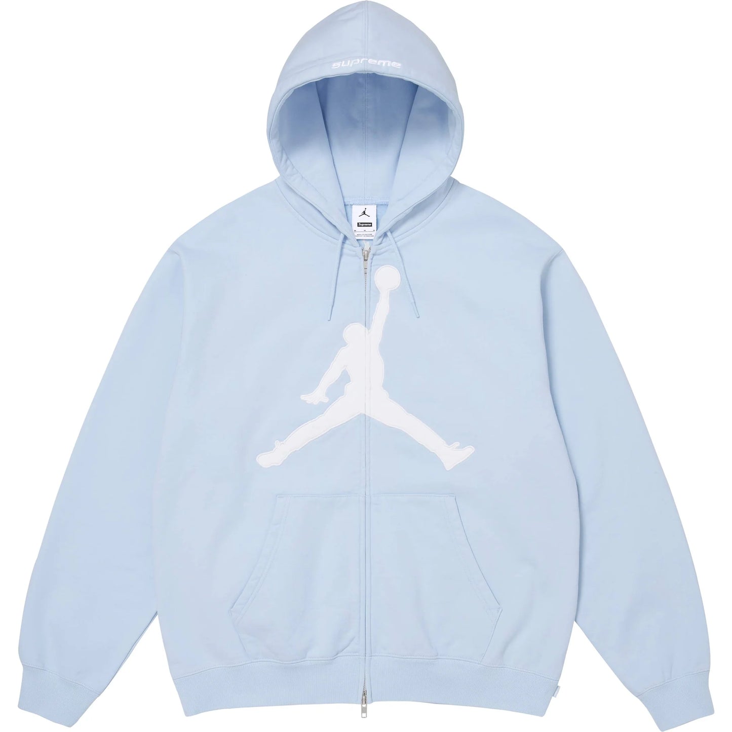 Supreme®/Jordan® Zip-Up Hooded Sweatshirt Light Blue