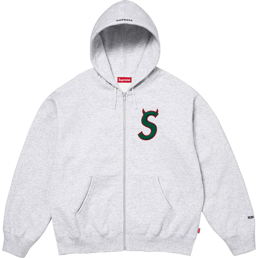 Supreme Devil S Logo Zip-Up Hooded Sweatshirt Ash Grey