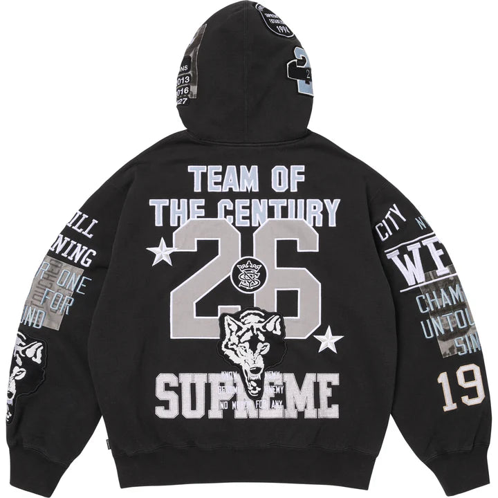 Supreme Warriors Appliqué Zip-Up Hooded Sweatshirt Black