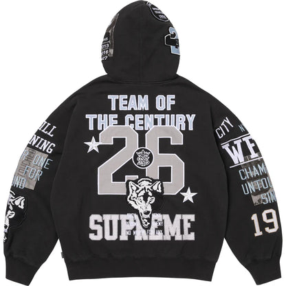 Supreme Warriors Appliqué Zip-Up Hooded Sweatshirt Black