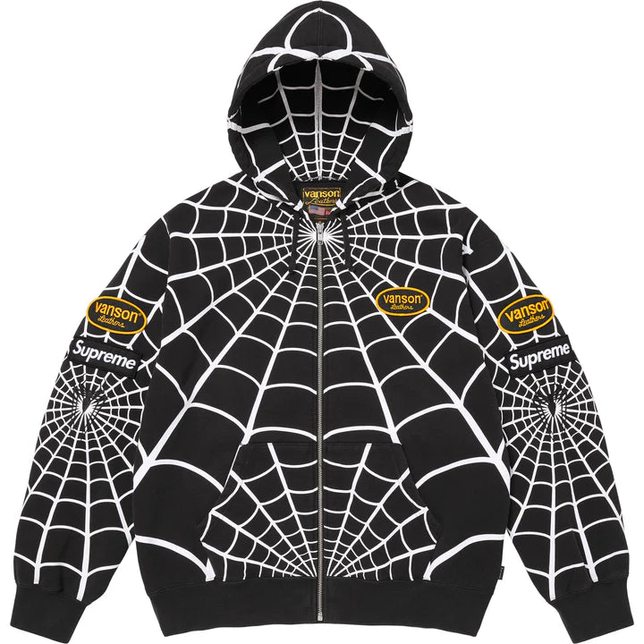Supreme®/Vanson Leathers® Spider-Man Zip-Up Hooded Sweatshirt Black