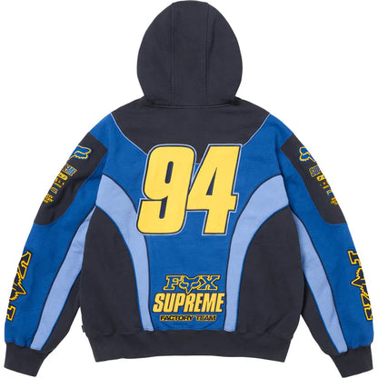 Supreme Fox Racing Zip Up Hooded Sweatshirt Navy