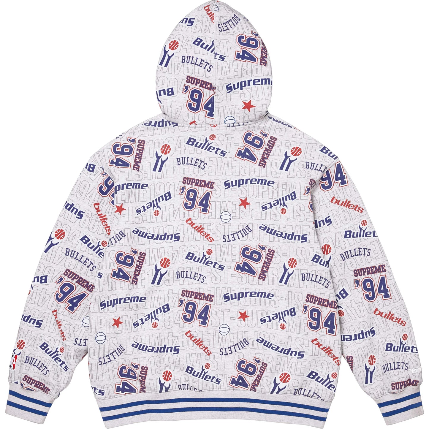 Supreme®/Mitchell & Ness® Teams Zip-Up Hooded Sweatshirt Ash Grey