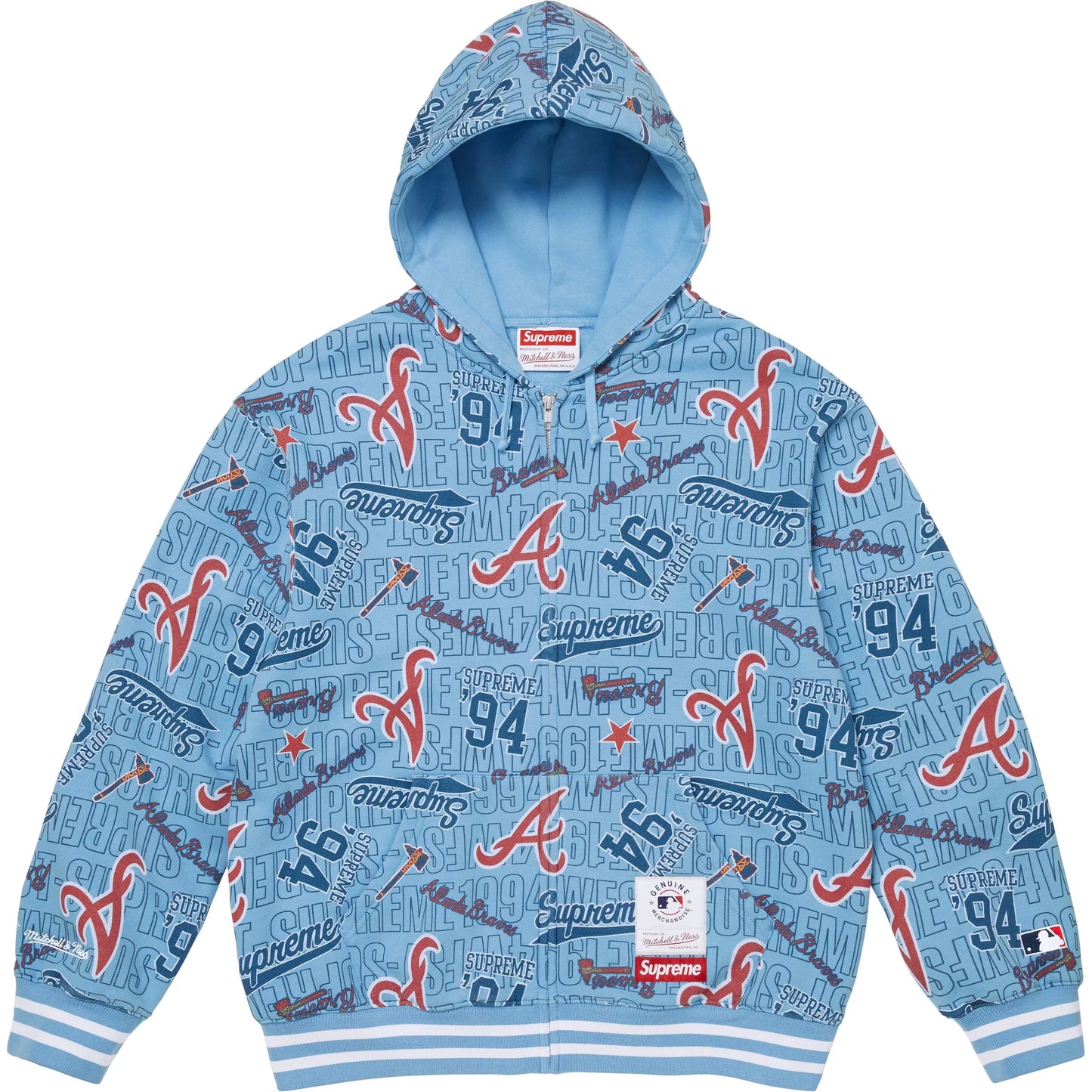 Supreme®/Mitchell & Ness® Teams Zip-Up Hooded Sweatshirt Blue