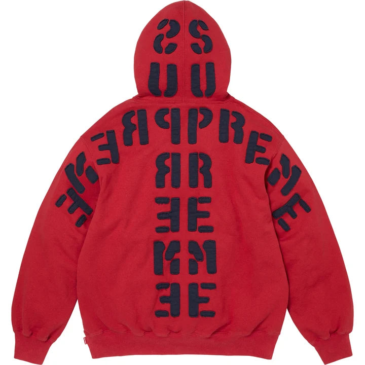 Supreme Mirrored Applique Hooded Sweatshirt Red