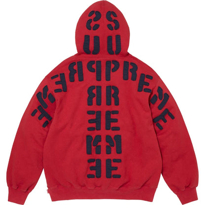 Supreme Mirrored Applique Hooded Sweatshirt Red