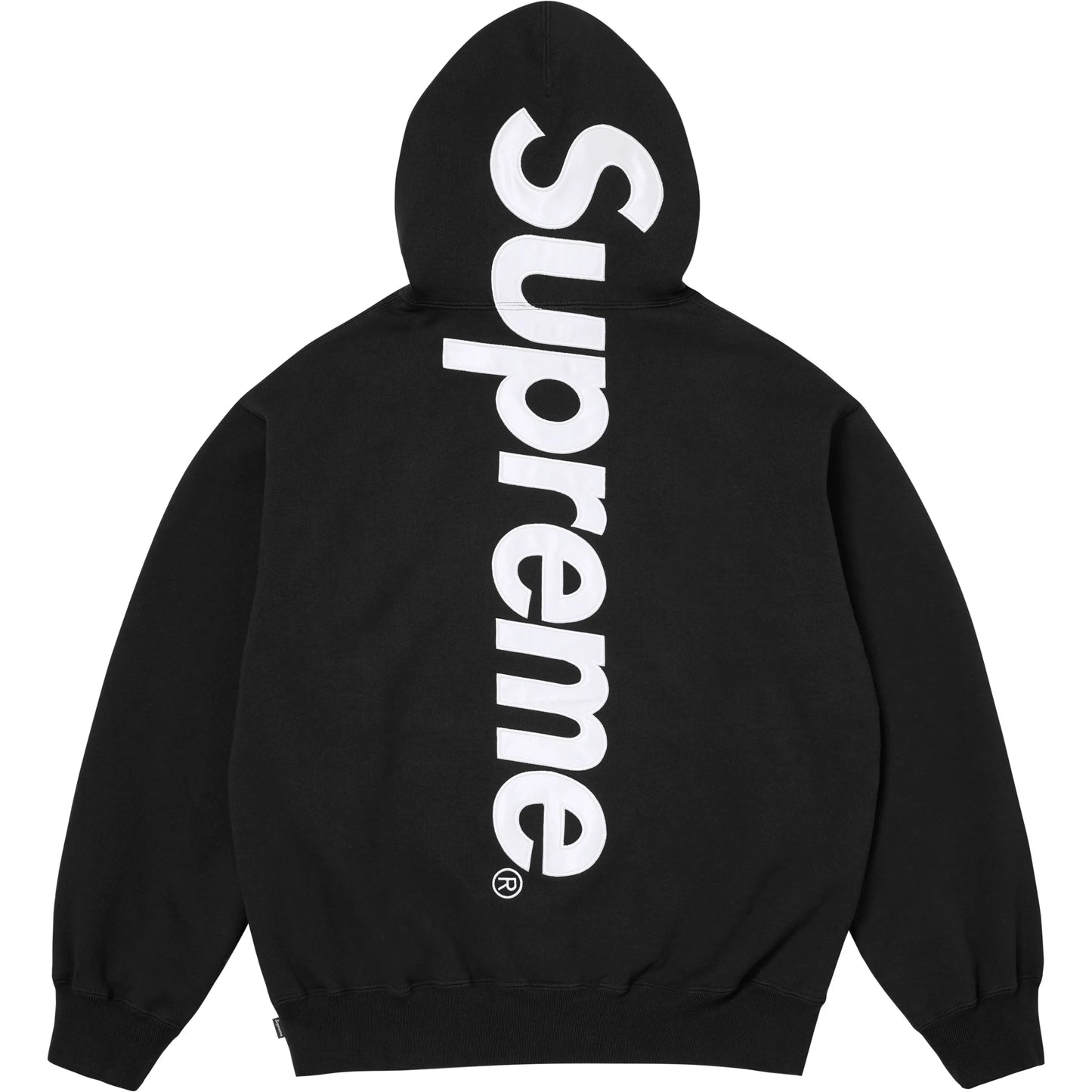 Supreme Satin Appliqué Hooded Sweatshirt Black (FW25)