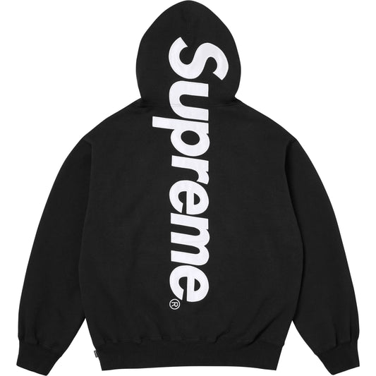 Supreme Satin Appliqué Hooded Sweatshirt Black (FW25)
